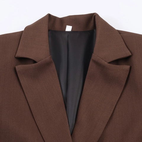 Dames Blazer Jasje Polyester Double Breasted Lange Mouwen Kantoor Elegant Rechte Pasvorm Effen Kleur Bruin