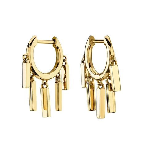 Geometric Hoop Earrings With Rectangular Bar Pendants And 925 Sterling Silver Earring Post Copper Jewelry For Women