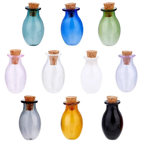 Mini Oval Wunschflaschen Bunte Glasflaschen Mit Korken Und Augenschrauben Für DIY Bastelarbeiten Oder Miniatur Deko