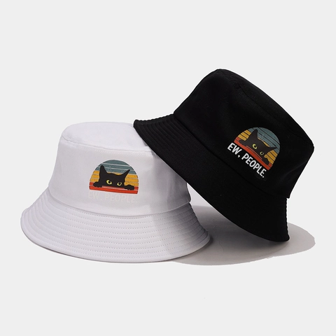 Chapeau Bob En Coton Unisexe Protection Solaire Extérieur Imprimé Lettres Drôles Été Pliable Respirant Casquette