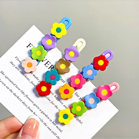 Mollette Per Capelli Con Fiori Colorati Resina Opaca Fermagli Stile Dolce Fresco Copricapo Per Donne Ragazze Bambine