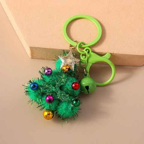 Weihnachtsbaum Glocke Schlüsselanhänger Grün Plüschball Cartoon Mode Rucksack Anhänger Feiertag Geschenk Zubehör Für Damen Herren Kinder