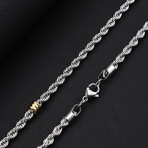 Twisted Rope Chain Necklace And Bracelet Stainless Steel Two Tone Silver Gold Beads Jewelry Fashion For Women Men