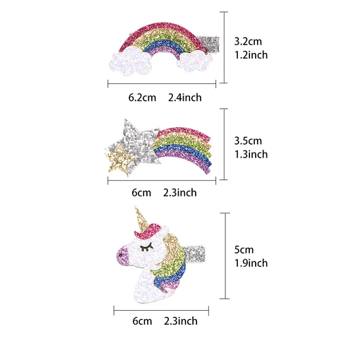Barrettes À Cheveux Enfants Paillettes Licorne Arc-En-Ciel Étoile Épingles À Cheveux Scintillantes Pour Fillettes