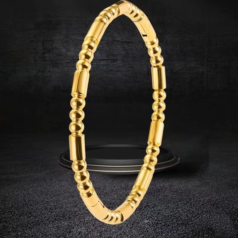 Brazalete Minimalista de Acero Inoxidable con Cuentas Segmentadas para Mujer Pulsera de Puño Abierto Ajustable Joyería de Moda