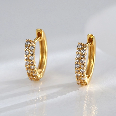 Französische Asymmetrische Design Ohrstecker Messing 18K Vergoldet Zirkonia Kreative Mode Schmuck Für Damen Geschenk