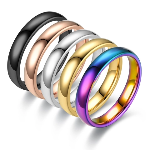 Bague Anneau Simple Lisse Minimaliste En Acier Inoxydable Poli Miroir Bijoux De Mode Classique Pour Hommes Femmes