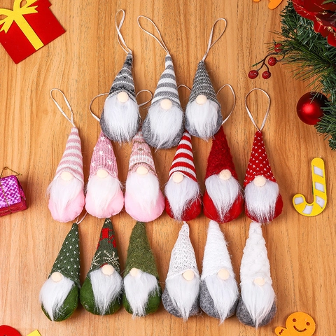 Adornos Colgantes de Gnomo de Navidad de Punto Muñeco de Peluche Gnomo Sin Rostro Para Árbol Fiesta Hogar Regalo