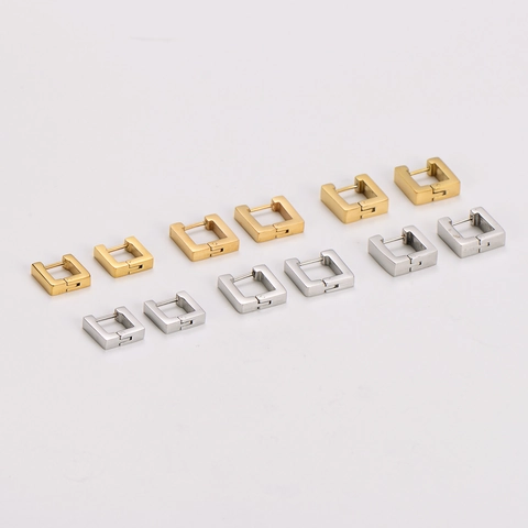 304 Stainless Steel Square Hoop Earrings Geometric Minimalist Polished Hypoallergenic Fashion Jewelry For Men Women
