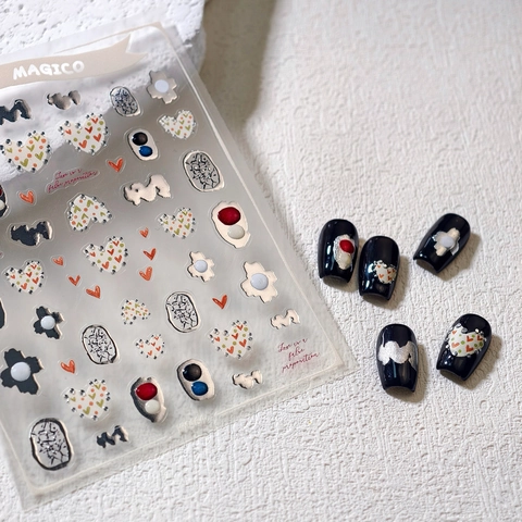 Nail Art Stickers Silver Stamped 3D Relief Butterfly Heart Geometric Patterns Metallic DIY Manicure Decoration For Women