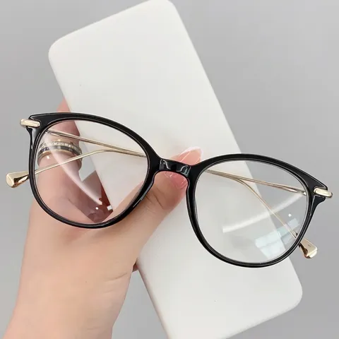 Montatura Occhiali Rotondi Retro Anti Luce Blu Occhiali Ottici Per Donne Uomini Moda PC Aste In Metallo Pronti Per Lenti