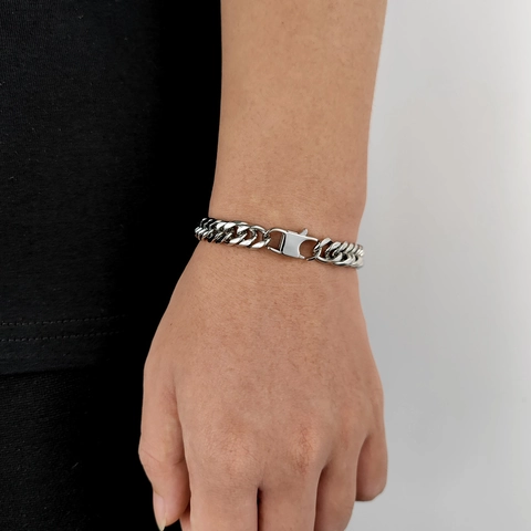 Pulsera De Cadena Cubana De Acero Inoxidable Pulido Hip Hop Joyería Streetwear Unisex