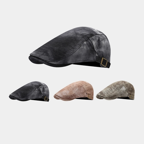 Vintage Tie Dye Katoen Flat Cap Mannen Vrouwen Britse Stijl Distressed Ivy Newsboy Baret Verstelbare Zonbescherming Hoed