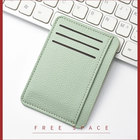 Ultra Slim Card Holder PU Leather Litchi Grain Minimalist Credit Card Case Wallet Multi Slot Portable Organizer Unisex
