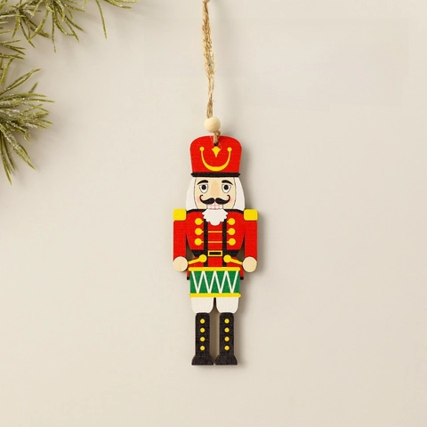 Holz Weihnachten Nussknacker Soldat Hängende Ornamente Für Feiertagsbaum Dekoration Bemalt Reitpferd Trommler Stile Mit Juteseil