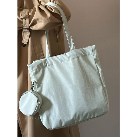 Grand Sac Fourre-tout En Nylon Avec Petite Pochette Ronde Sac À Main Décontracté Léger Pour Femmes Voyage Navette