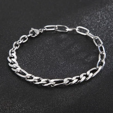 Edelstahl Spliced Armband Figaro Und Büroklammer Kette Minimalist Hip Hop Punk Schmuck Für Herren Unisex