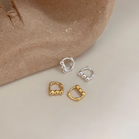 Orecchini A Cerchio Huggie In Argento Sterling 925 Con Design A Perle Gioielli Geometrici Minimalisti Da Donna