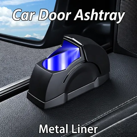 Cenicero De Coche Con Forro Metálico Y Luz LED Resistente Al Viento Portátil Interior De Automóvil Cenicero Sin Humo
