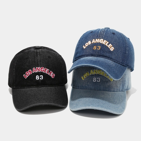 Cappello Da Baseball In Cotone Denim Lavato Vintage Con Ricamo Los Angeles 83 Cappello Da Sole Regolabile Uomo Donna