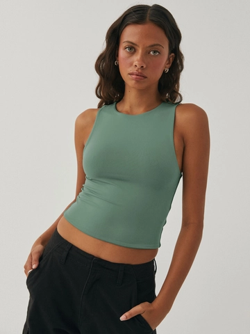 Women Y2K Sexy Navel Baring Racerback Tank Top Ribbed Knit Slim Fit Sleeveless Crew Neck Sporty Casual Streetwear Summer Top