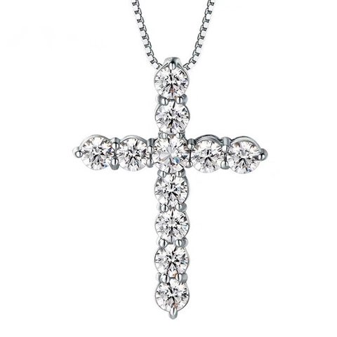 Collana con Pendente a Croce in Argento Sterling 925 e Zirconia Stile Hip Hop Gioiello per Uomo e Donna Accessorio Quotidiano