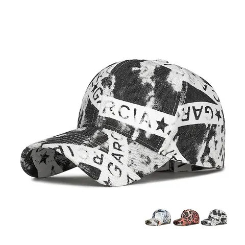 Casquette De Baseball Imprimé Graffiti Lettres Léopard Journal Réglable Extérieur Protection Solaire Chapeau Pour Hommes Femmes