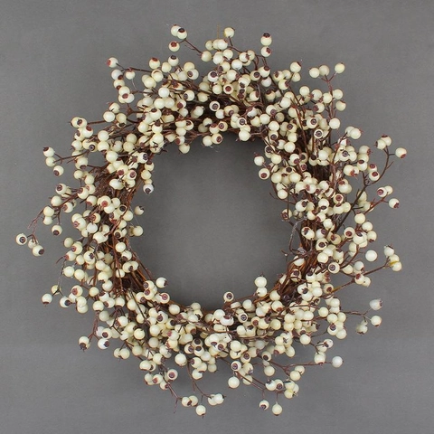 Artificial White Berry Wreath With Brown Dried Branches For Christmas Holiday Door Wall Hanging Decoration Home Office