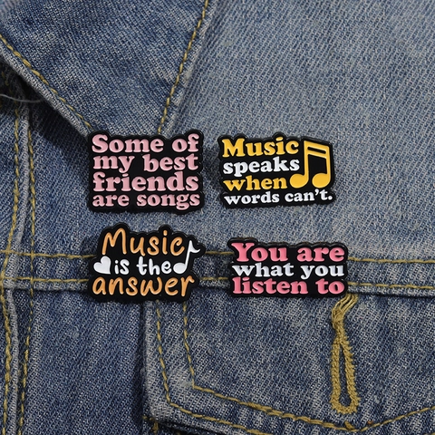 Music Quote Enamel Pin Alloy Brooch Decorative Badge For Clothes Bags Music Lovers Creative Gift Jewelry