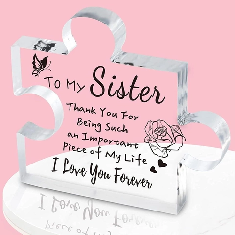 Acrylic Puzzle Shape Desk Ornament Heartfelt Thank You Gift For Mom Grandma Sister Daughter Mother's Day Anniversary Decor