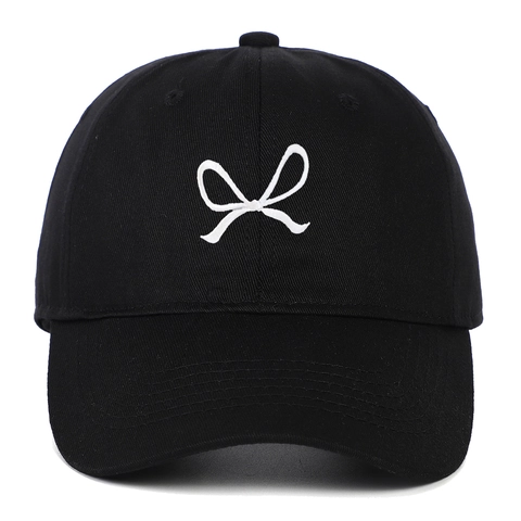 Cotton Baseball Cap With Bow Embroidery Sun Protection Outdoor Casual Adjustable Hat For Men And Women