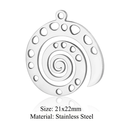Colgante de Espiral de Acero Inoxidable Forma de Caracol Hueco para Creación de Joyas DIY Accesorio de Metal Pulido