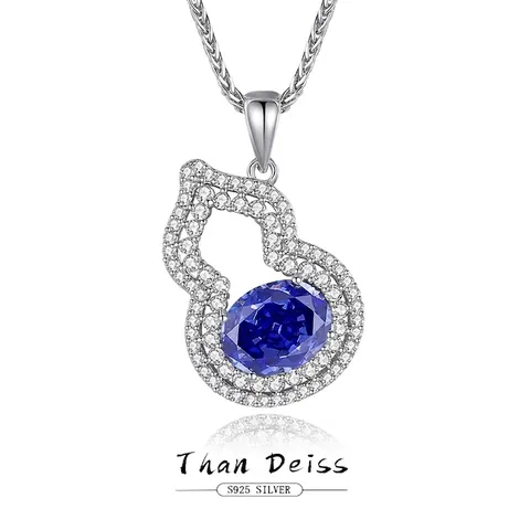 925 Sterling Silver Gourd Pendant Necklace For Women Chinese Style Luck Symbol Jewelry Paraiba Padparadscha Tanzanite Rhinestone Necklaces