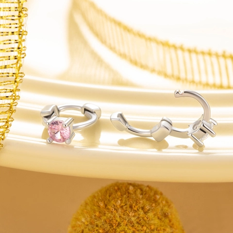 Mini Ronde Cubic Zirconia Hoop Oorbellen Koper Roze Wit Kleine Oorring Voor Vrouwen Meisjes Schattige Sieraden