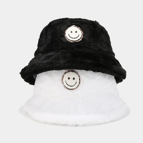 Chapeau Cloche En Fausse Fourrure Sourire Peluche Épais Chaud Hiver Extérieur Bob Femmes Accessoire Décontracté Élégant