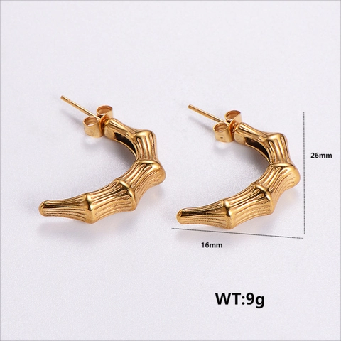 Geometric Stud Hoop Earrings 304 Stainless Steel Rhinestone Gold Plated Minimalist Elegant Fashion Jewelry For Women