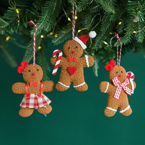 Weihnachts Lebkuchenmann Hängeornamente Plüsch Filz Stoffpuppen Feiertagsbaum Dekor Haus Festliche Szene Layout Zubehör