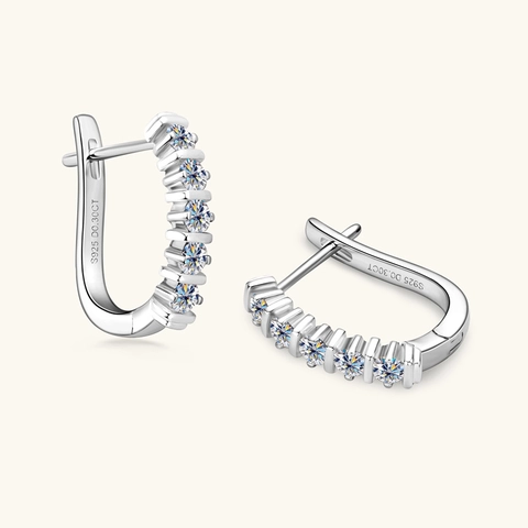 925 Sterlingsilber Moissanit Reihenohrringe Für Damen Trendige U-Förmige Creolen Elegante Galvanisierte Schmuck Geschenk