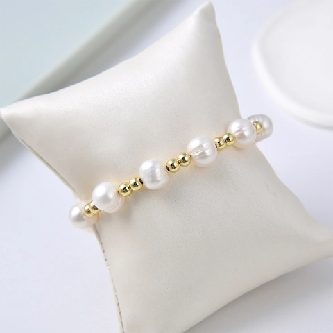 Süßwasserperlen Armband Mit Vergoldeten Legierungsperlen Herzanhänger Handgefertigte Verstellbare Kordel Hip Hop Schmuck