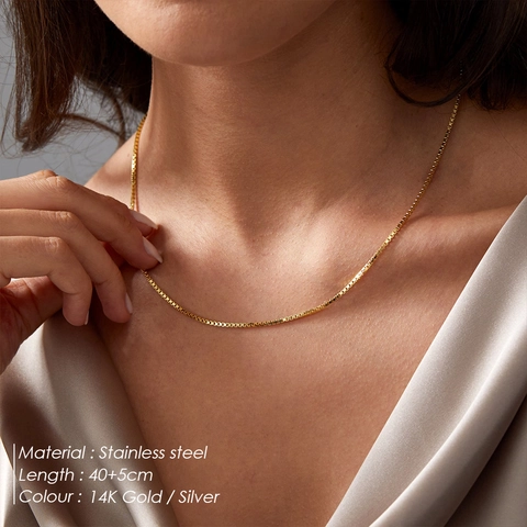 Minimalistische Roestvrijstalen Veneziaanse Ketting Voor Dames Heren Goud Zilver Verguld Basic Sleutelbeen Ketting Sieraden