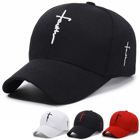 Berretto Da Baseball Ricamo Croce Faith Poliestere Regolabile Religioso Ispiratore Cappello Parasole Per Uomini Donne