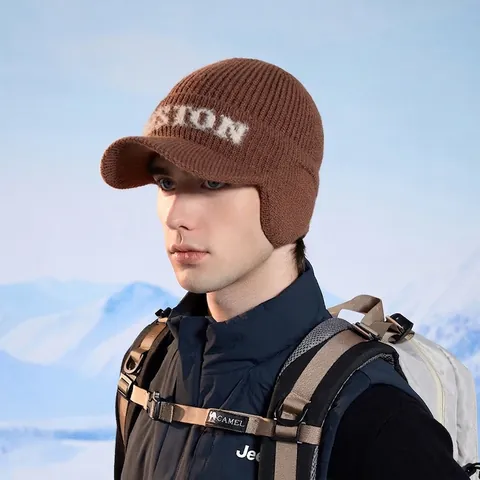 Berretto Da Baseball In Maglia Da Uomo Cappello Invernale Caldo Con Paraorecchie Acrilico Antivento All'aperto Ciclismo