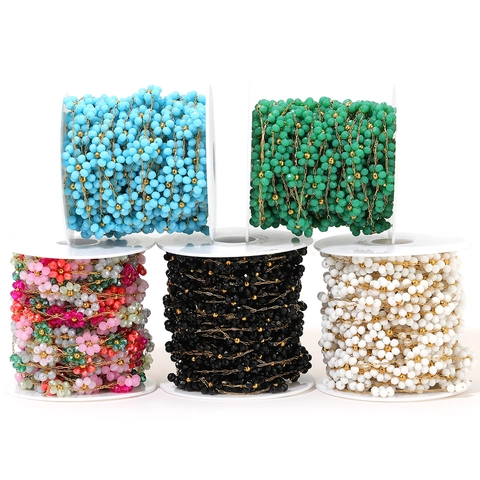 Cadena Para Hacer Joyas Bricolaje Acero Inoxidable Chapado En Oro Cuentas De Flores Tejidas Para Collar Pulsera Artesanía