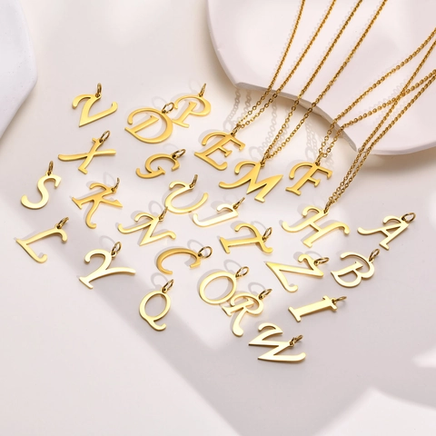 Collana Con Pendente Lettera Iniziale Acciaio Inossidabile Placcato Oro Gioielli Alfabeto Per Donna Moda Minimalista DIY