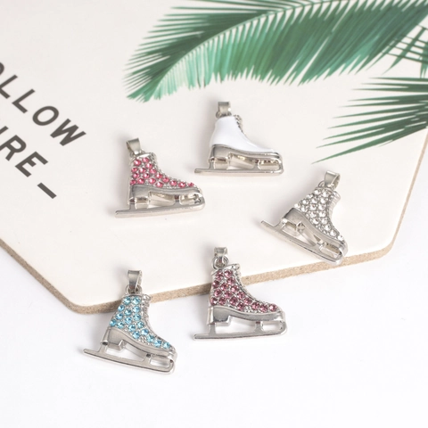 Ice Skate Pendants Alloy Rhinestone Enamel Charms For Jewelry Making DIY Necklace Bracelet Sporty Style For Women