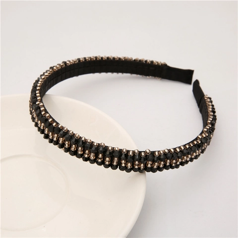 Baroque Crystal Beaded Headband Handmade Rhinestone Thin Hair Band Fashion Elegant Hair Accessories For Women