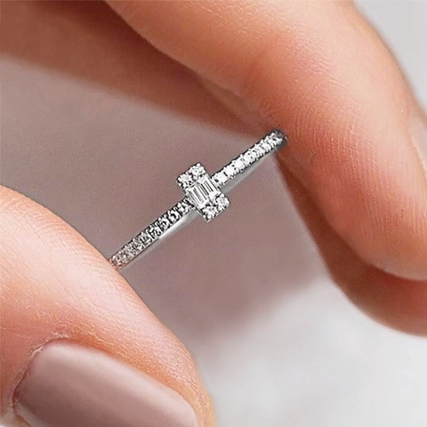 Elegant Copper Zircon Knuckle Rings For Women Stackable Geometric Cross Infinity Rectangle Stone Jewelry Gift