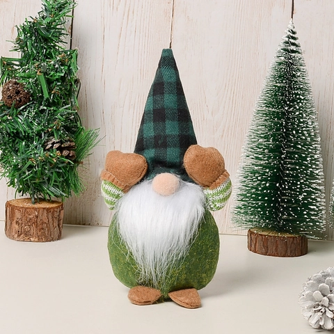 Poupée de Gnome de Noël Écossaise Faite à Main Sans Visage Couvrant Yeux Ornement de Table Noël Forêt Vieil Homme