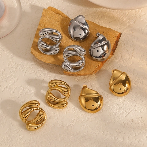 Wassertropfen Ohrstecker 18K Vergoldet Edelstahl Geometrische Tränenform Minimalistischer Modeschmuck Für Damen