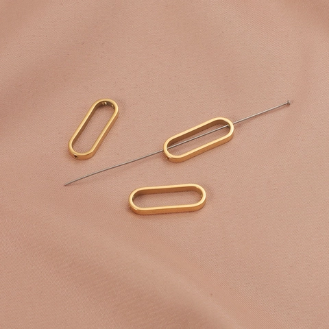 Connecteurs De Pendentif Ovales Plaqué Or 18K Acier Inoxydable 304 Accessoires Bijoux DIY Poli Miroir Pour Colliers